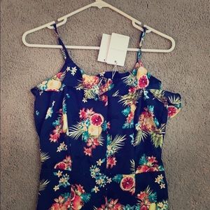 Skies Are Blue SL Floral Print Maxi Dress Navy